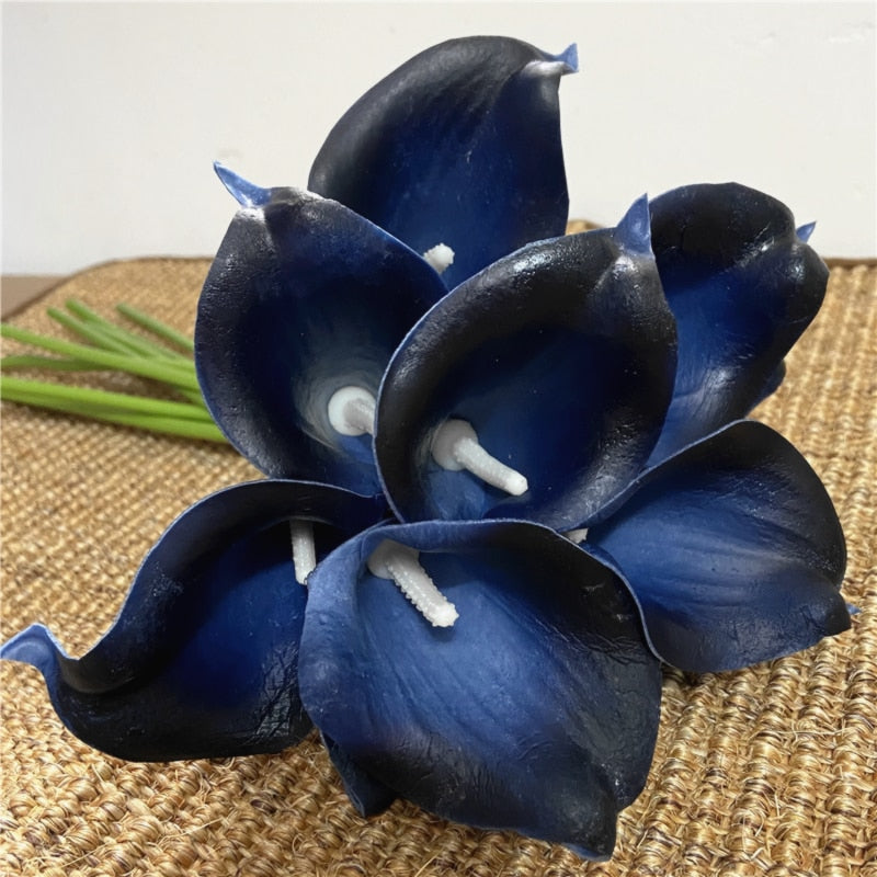 Elegant Calla Lily Flower Bouquet with Real Touch Design | Stunning Marine Blue Decor for Weddings and Events