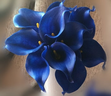 Elegant Calla Lily Flower Bouquet with Real Touch Design | Stunning Marine Blue Decor for Weddings and Events