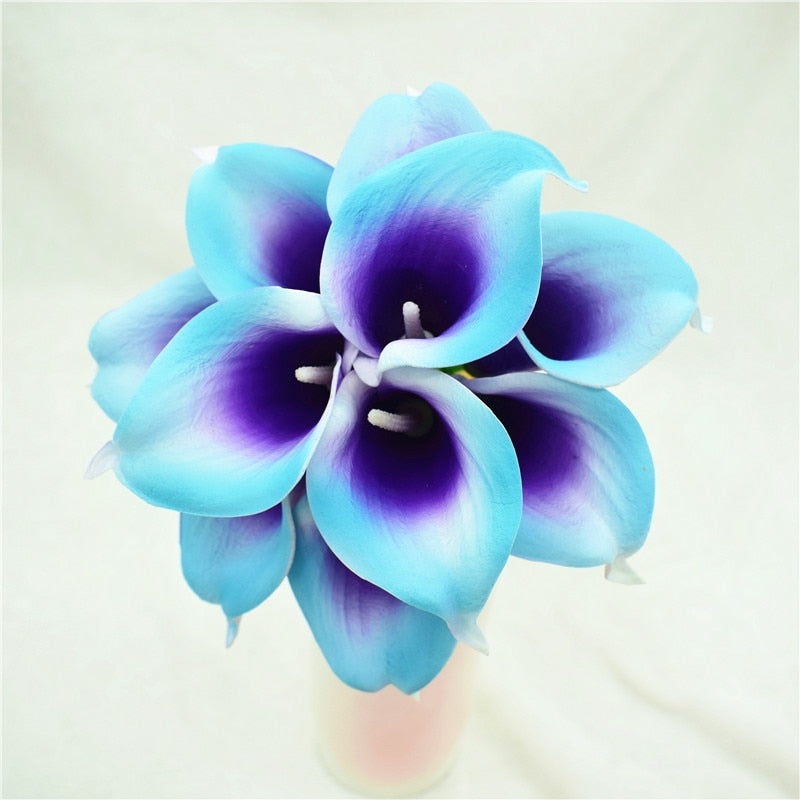 Elegant Calla Lily Flower Bouquet with Real Touch Design | Stunning Marine Blue Decor for Weddings and Events