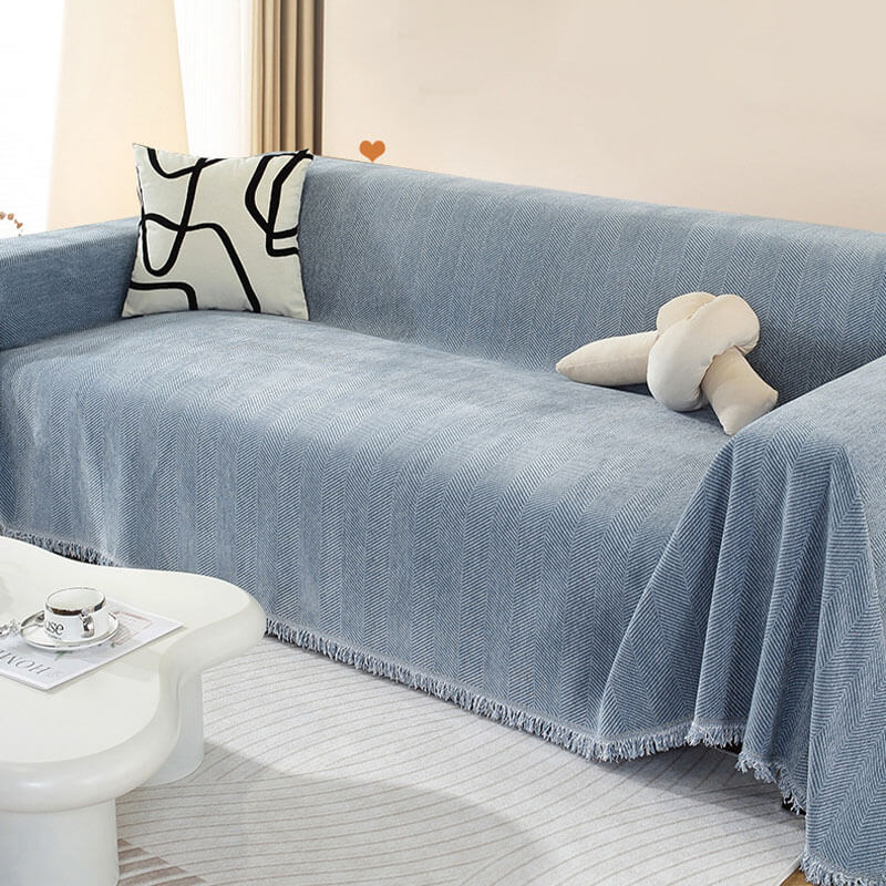 Elegant Chenille Sofa Cover with Herringbone Design | Cozy Protection for Stylish Living Spaces
