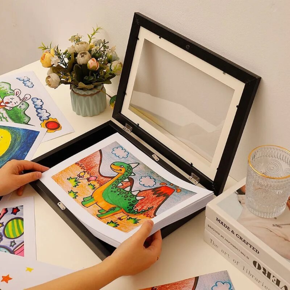 Elegant Children's Art Frame with Durable Wood & Acrylic Design for Showcasing Creativity