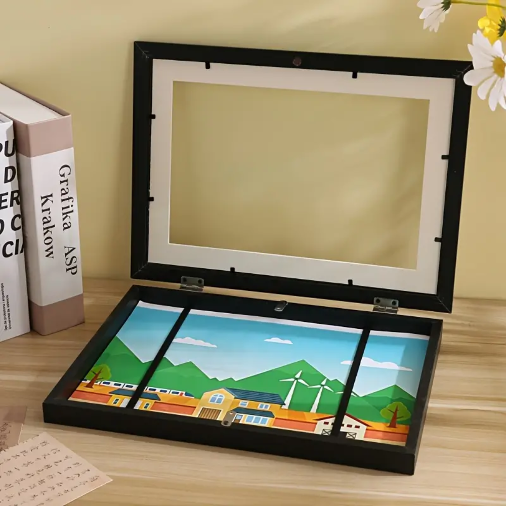 Elegant Children's Art Frame with Durable Wood & Acrylic Design for Showcasing Creativity