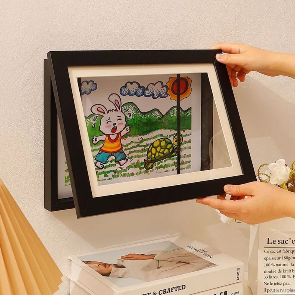 Elegant Children's Art Frame with Durable Wood & Acrylic Design for Showcasing Creativity
