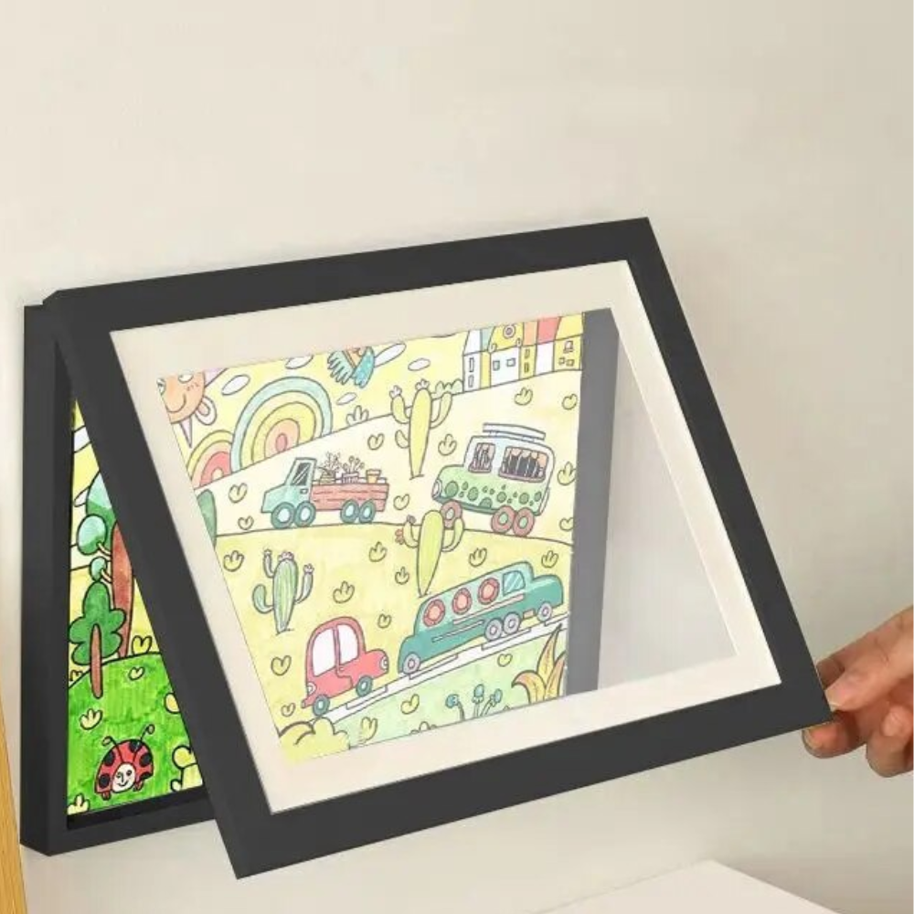 Elegant Children's Art Frame with Durable Wood & Acrylic Design for Showcasing Creativity