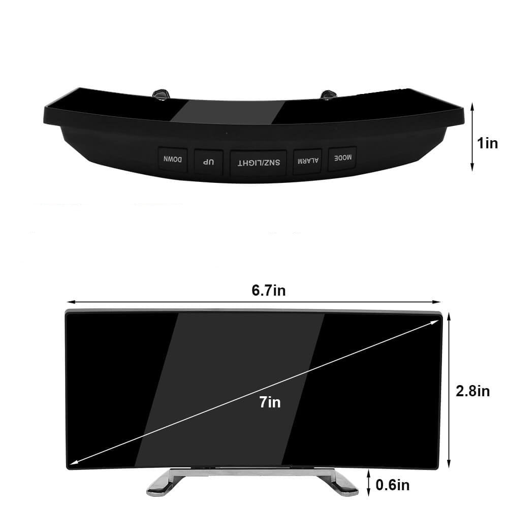 Elegant Curved Digital Alarm Clock with Adjustable Brightness | Contemporary LED Design for Easy Time Viewing