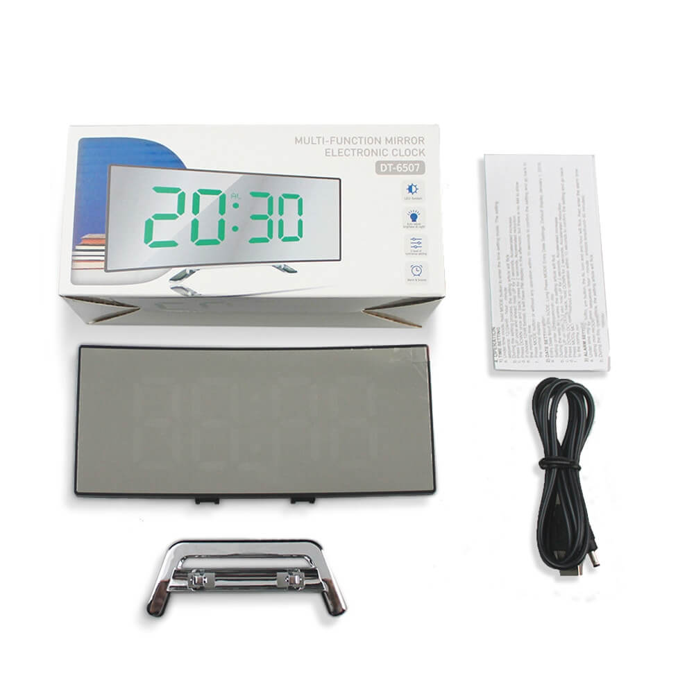 Elegant Curved Digital Alarm Clock with Adjustable Brightness | Contemporary LED Design for Easy Time Viewing