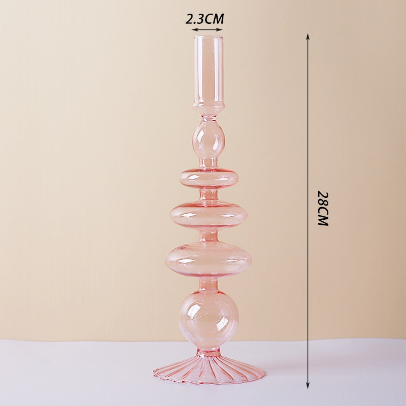 Elegant Glass Candle Holders | Lilac & Pink Taper Holders for Stylish Home Decor