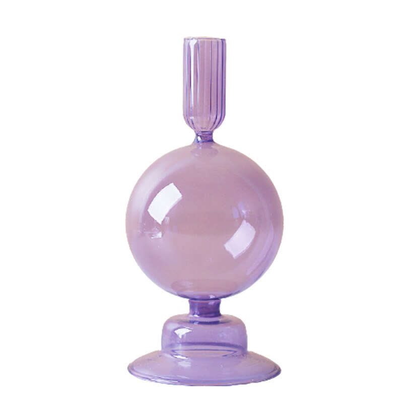 Elegant Glass Candle Holders | Lilac & Pink Taper Holders for Stylish Home Decor