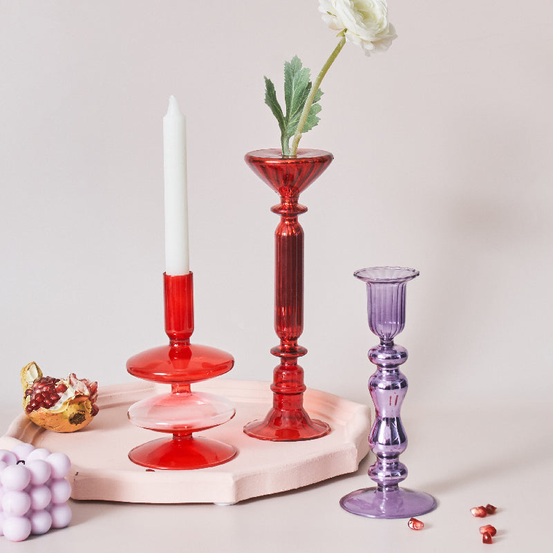 Elegant Glass Tea Light Holders with Unique Abstract Design | Versatile Decor for Home Ambiance