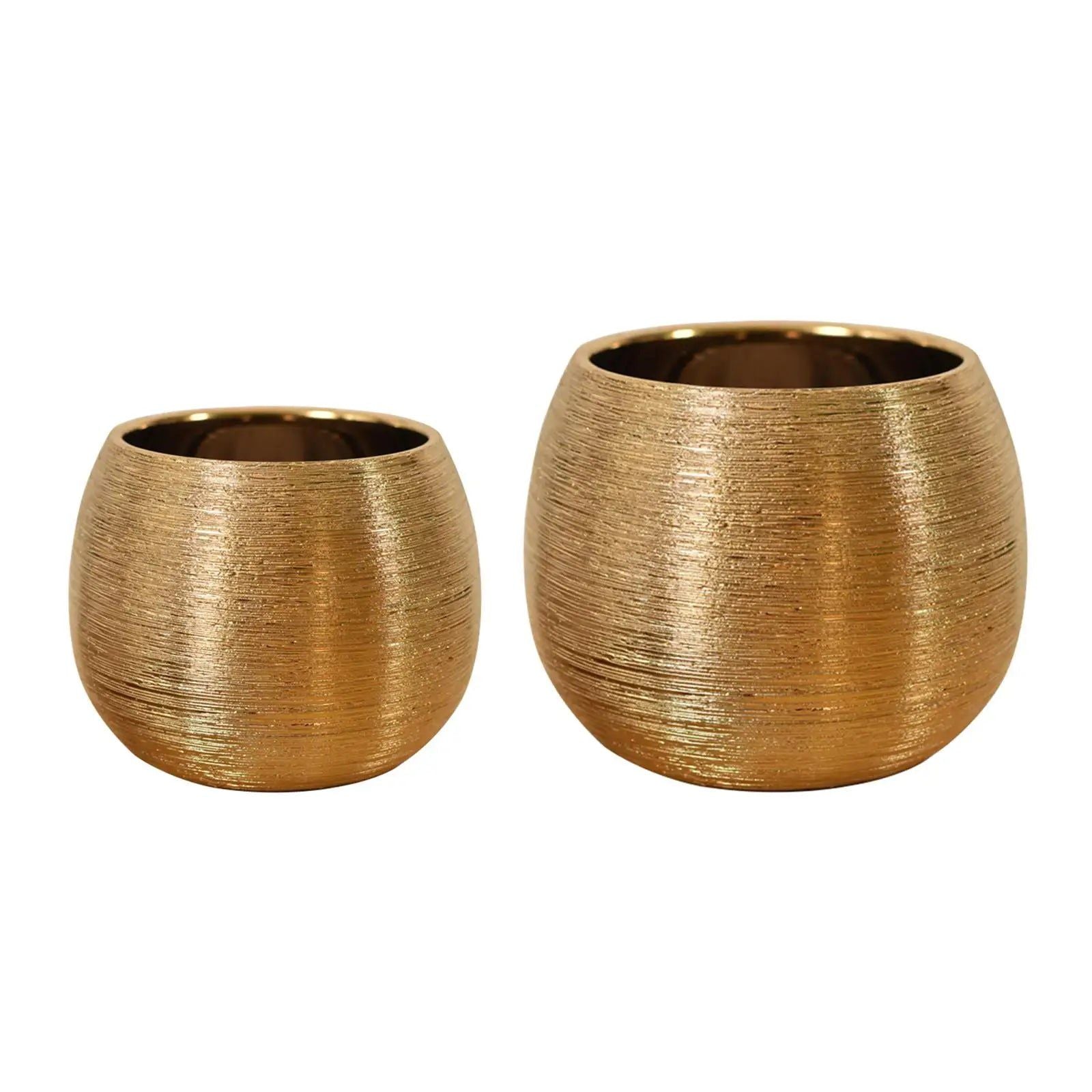 Elegant Gold-Coated Flower Pot | Textured Ceramic Planter for Stylish Indoor Decor