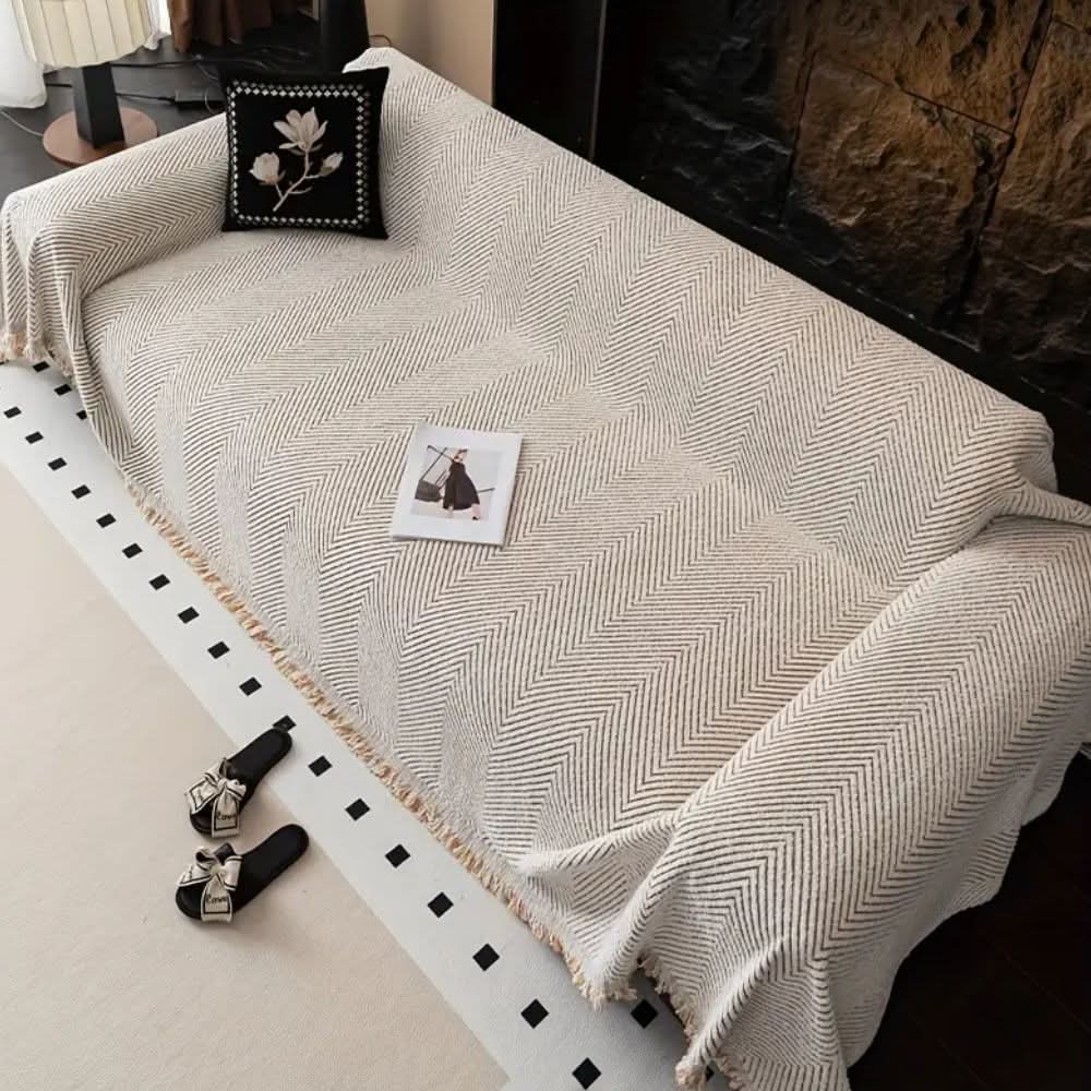 Elegant Herringbone Sofa Cover | Water-Resistant & Non-Slip Design for Ultimate Protection