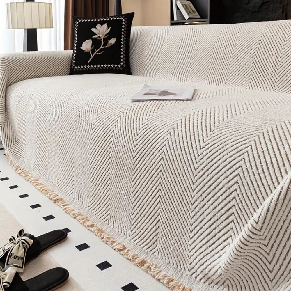 Elegant Herringbone Sofa Cover | Water-Resistant & Non-Slip Design for Ultimate Protection