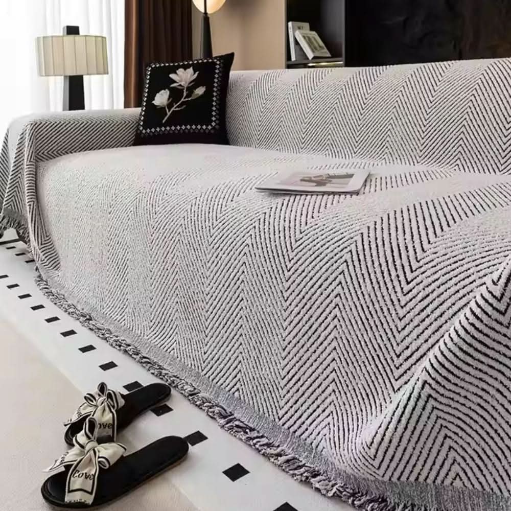 Elegant Herringbone Sofa Cover | Water-Resistant & Non-Slip Design for Ultimate Protection