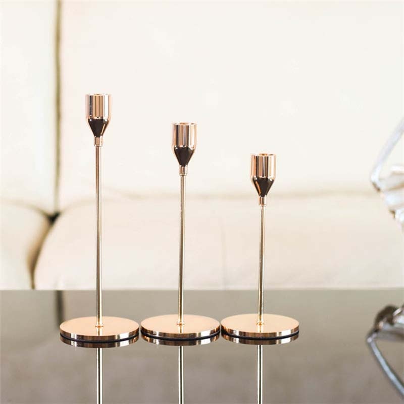 Elegant Metal Candle Holders Set | Modern 3-Piece Design with Non-Slip Base for Stylish Home Decor