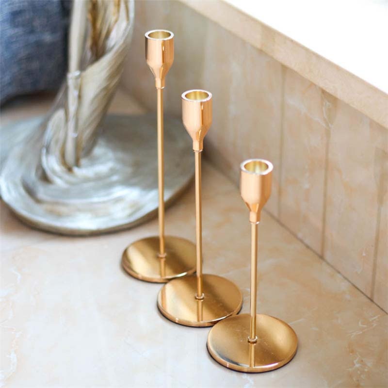 Elegant Metal Candle Holders Set | Modern 3-Piece Design with Non-Slip Base for Stylish Home Decor