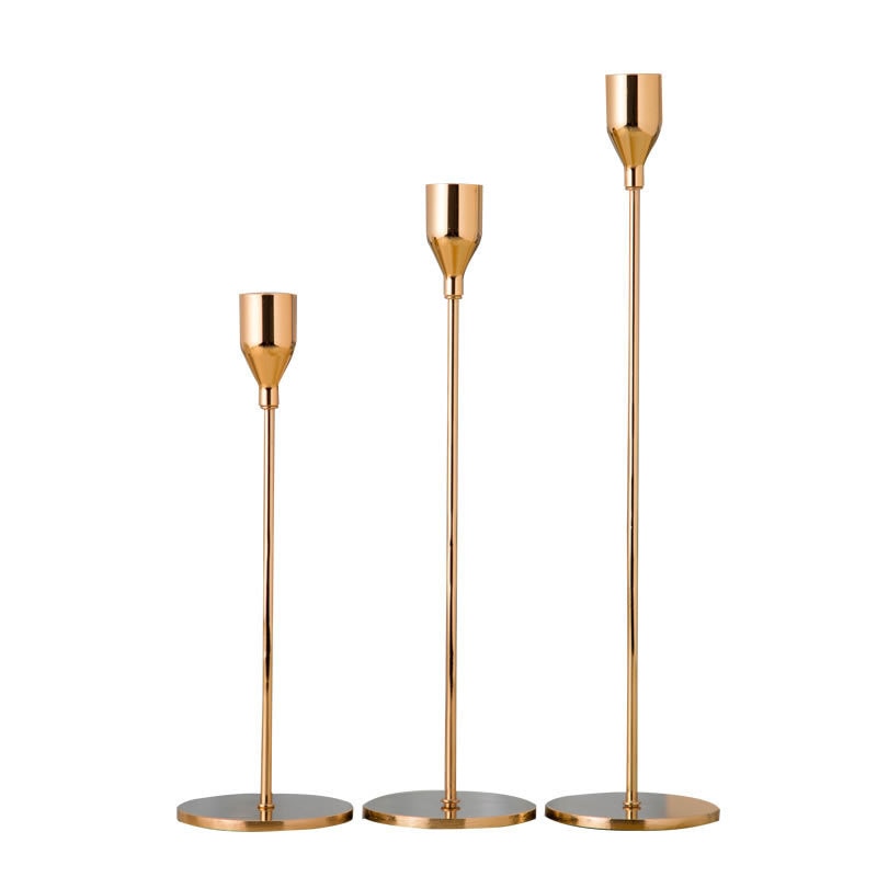 Elegant Metal Candle Holders Set | Modern 3-Piece Design with Non-Slip Base for Stylish Home Decor