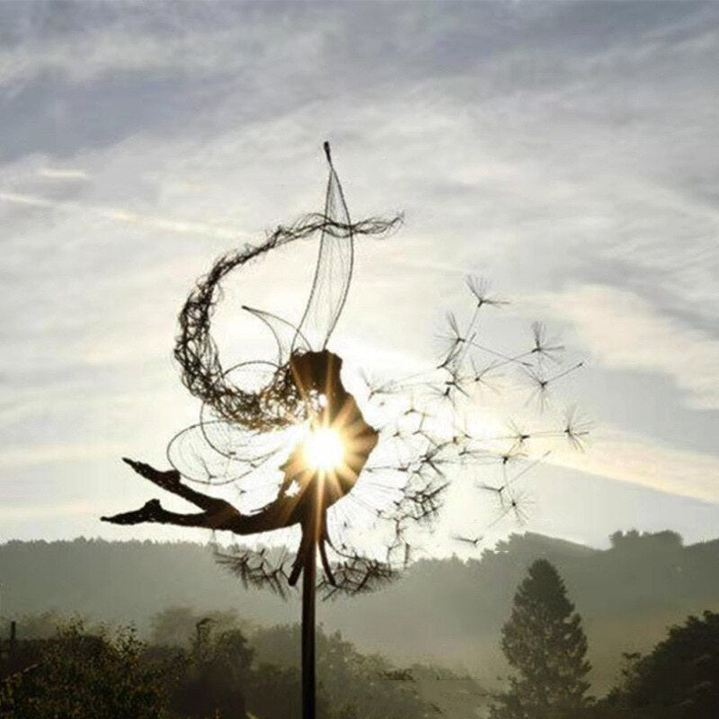 Enchanting Garden Statues | Fairy Tale Metal Sculptures with Weather-Resistant Design | Magical Outdoor Decor for Dreamy Landscapes