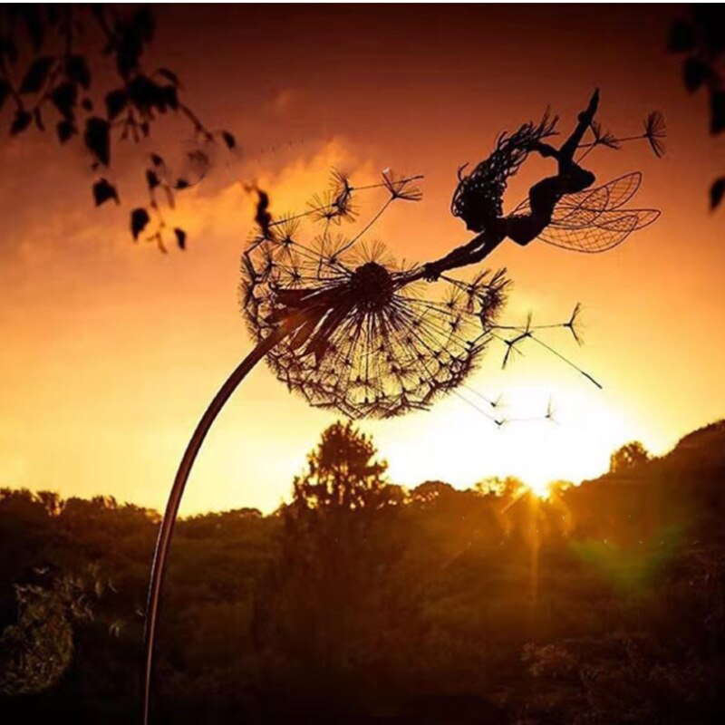 Enchanting Garden Statues | Fairy Tale Metal Sculptures with Weather-Resistant Design | Magical Outdoor Decor for Dreamy Landscapes
