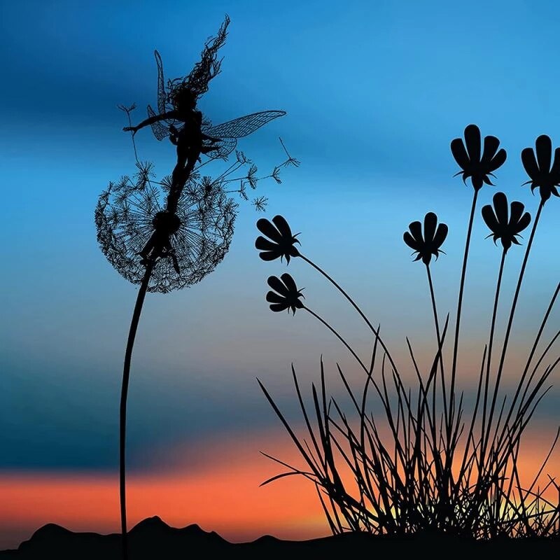 Enchanting Garden Statues | Fairy Tale Metal Sculptures with Weather-Resistant Design | Magical Outdoor Decor for Dreamy Landscapes