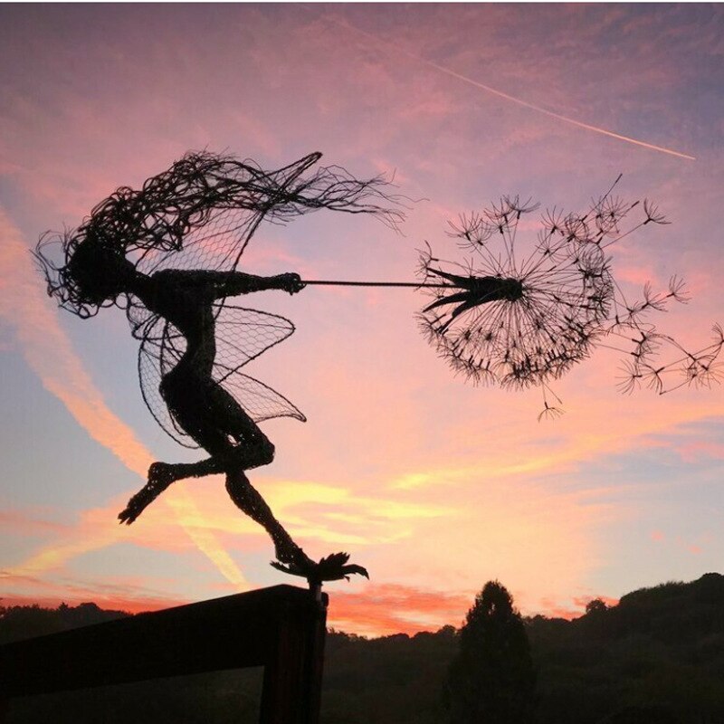 Enchanting Garden Statues | Fairy Tale Metal Sculptures with Weather-Resistant Design | Magical Outdoor Decor for Dreamy Landscapes