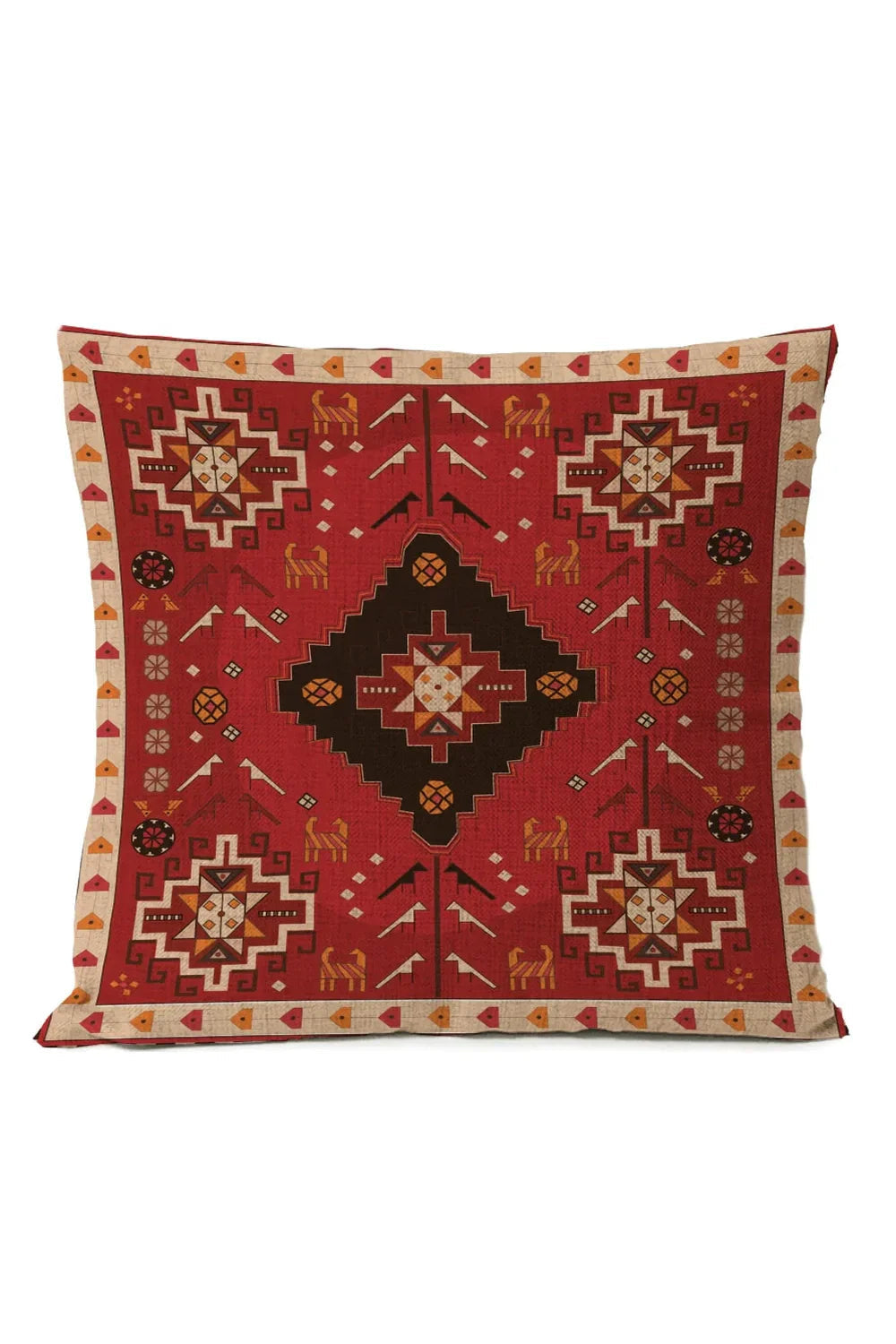 Ethnic Tribal Pillowcase | Cotton-Linen Blend with Unique Design | Stylish Accent for Home Decor