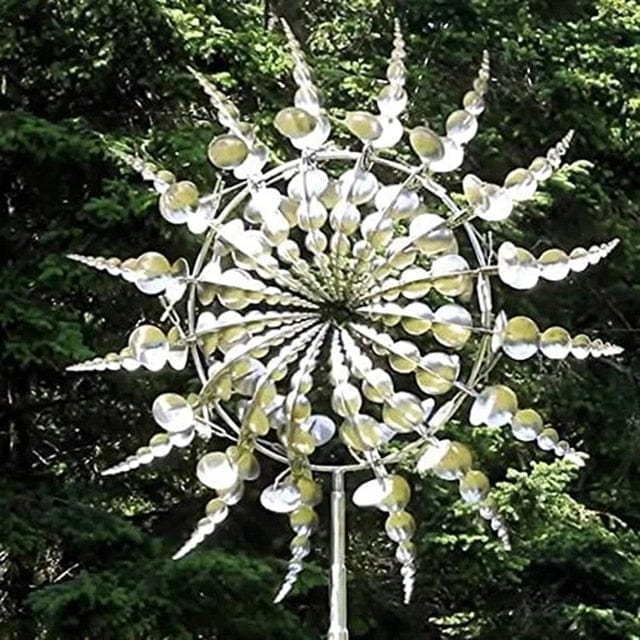 Garden Magic | Kinetic Metal Windmill with LED Lights | Enchanting Outdoor Decor for Vibrant Gardens