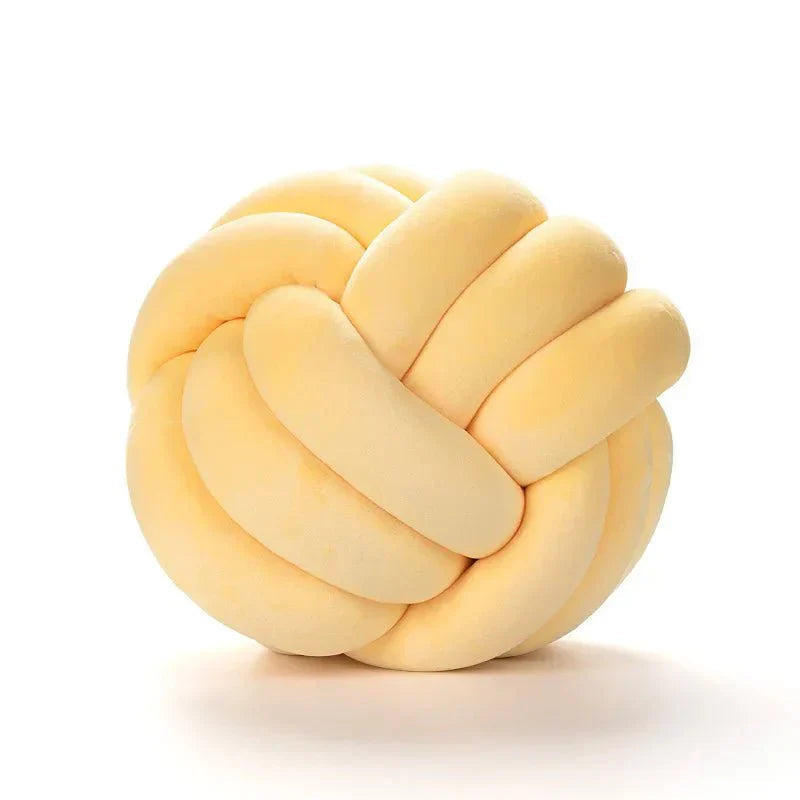 Knotty Cushion | Decorative Soft Suede Look Ball Cushion with Removable Cover | Cozy Accent for Home Decor