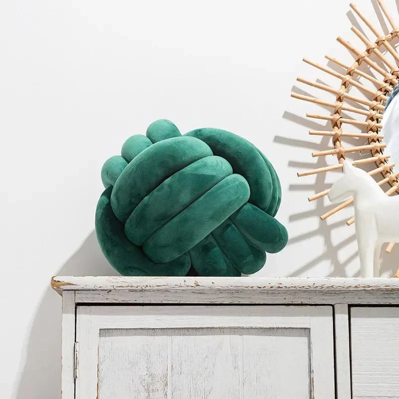 Knotty Cushion | Decorative Soft Suede Look Ball Cushion with Removable Cover | Cozy Accent for Home Decor