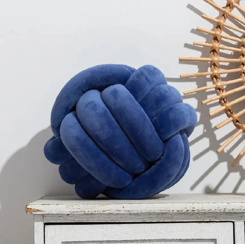 Knotty Cushion | Decorative Soft Suede Look Ball Cushion with Removable Cover | Cozy Accent for Home Decor