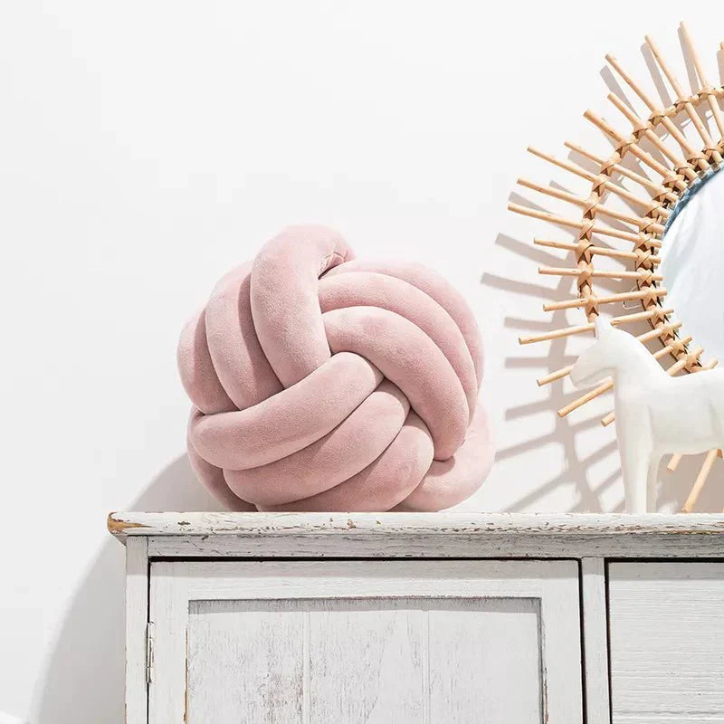 Knotty Cushion | Decorative Soft Suede Look Ball Cushion with Removable Cover | Cozy Accent for Home Decor
