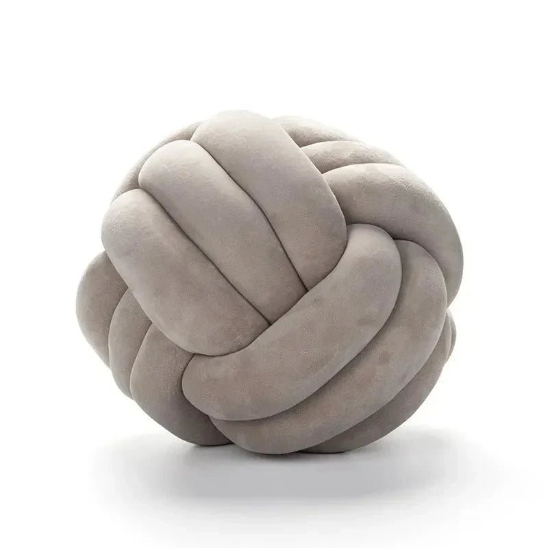 Knotty Cushion | Decorative Soft Suede Look Ball Cushion with Removable Cover | Cozy Accent for Home Decor