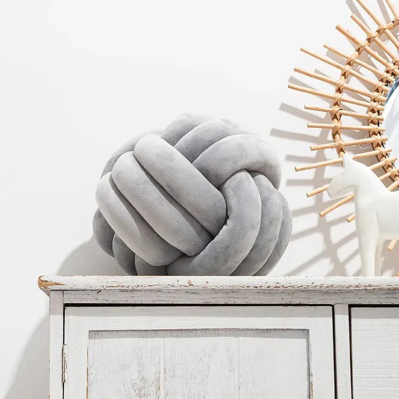 Knotty Cushion | Decorative Soft Suede Look Ball Cushion with Removable Cover | Cozy Accent for Home Decor