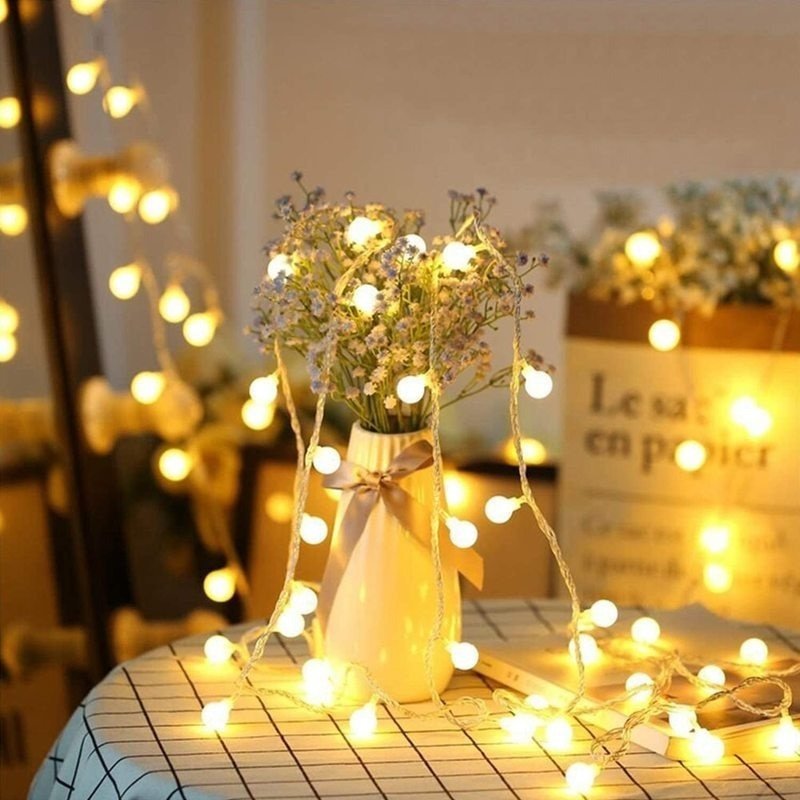 LED Ball String Lights | Weather-Resistant Outdoor Party Lights with Warm Glow | Perfect for Patio Ambiance