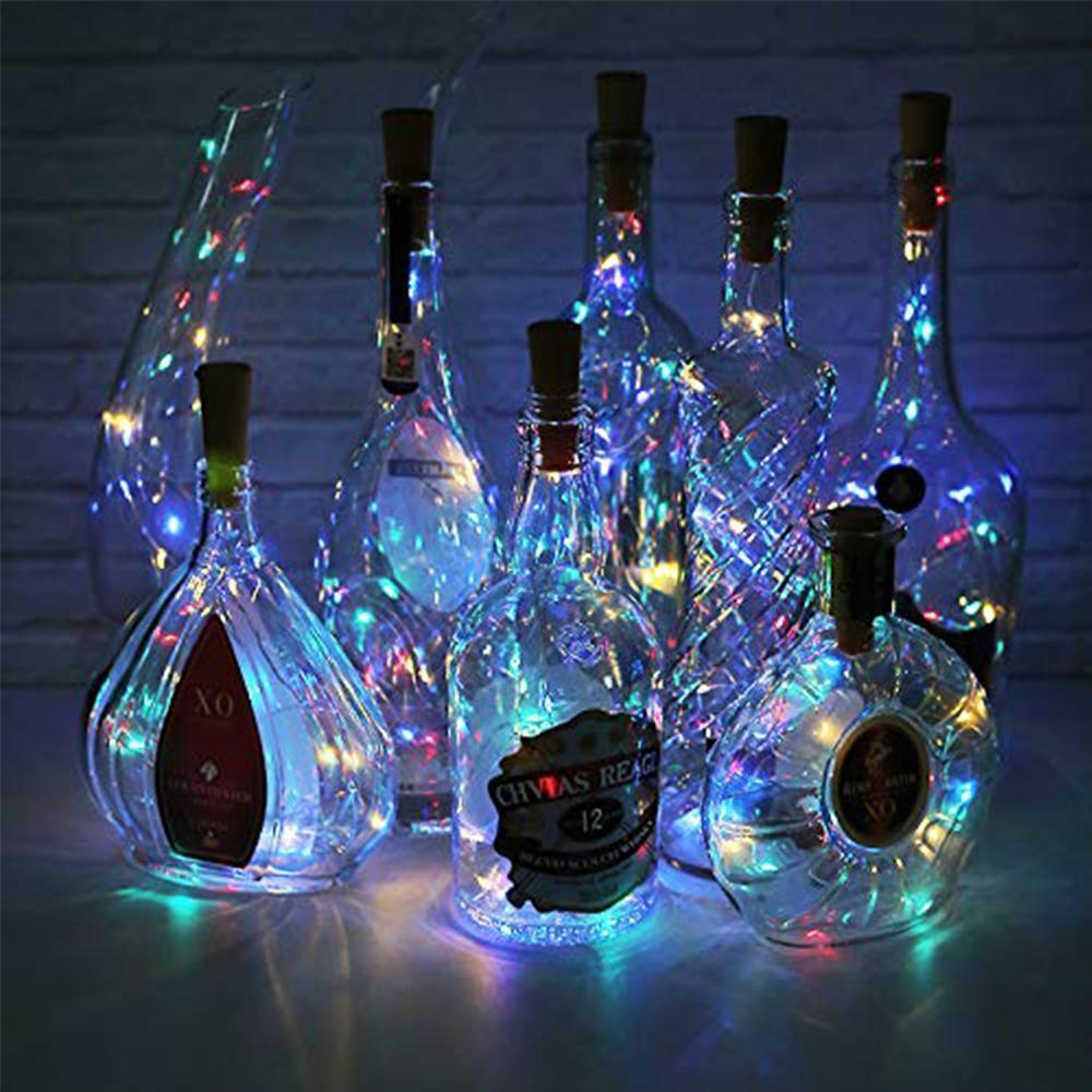 LED Wine Bottle Lights | Flexible Copper Wire Design with 20 Bright LEDs | Battery Operated for DIY Home Decor