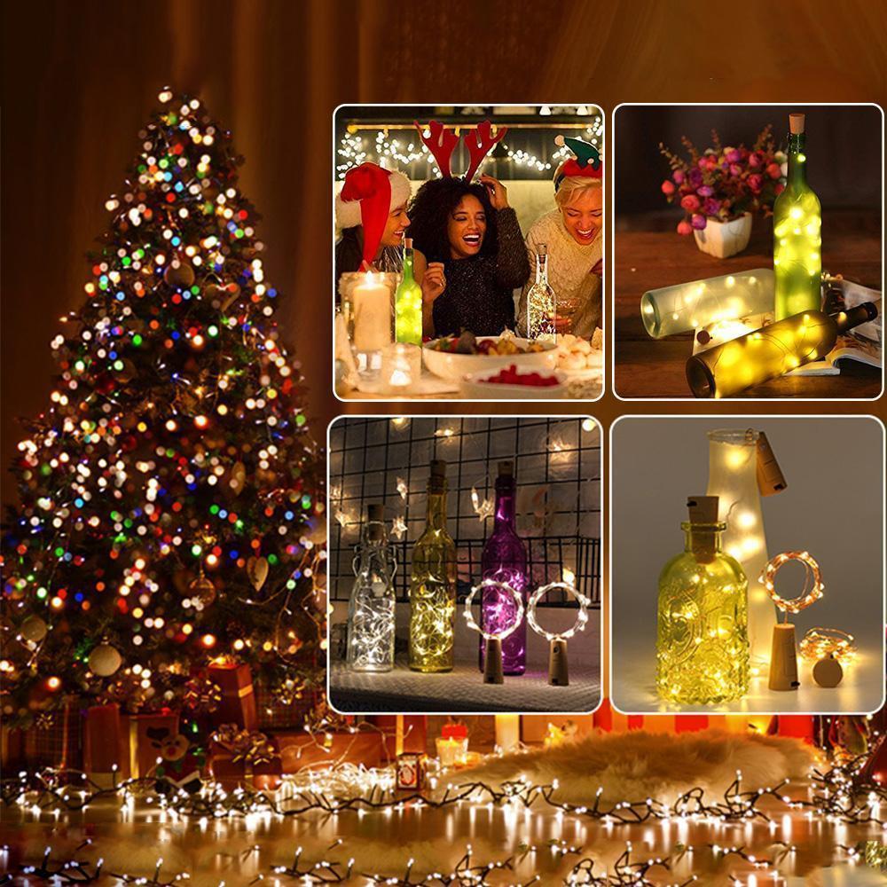 LED Wine Bottle Lights | Flexible Copper Wire Design with 20 Bright LEDs | Battery Operated for DIY Home Decor