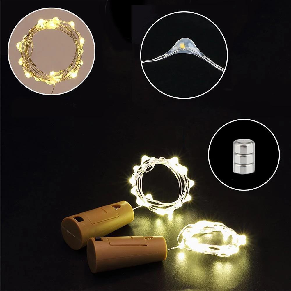 LED Wine Bottle Lights | Flexible Copper Wire Design with 20 Bright LEDs | Battery Operated for DIY Home Decor