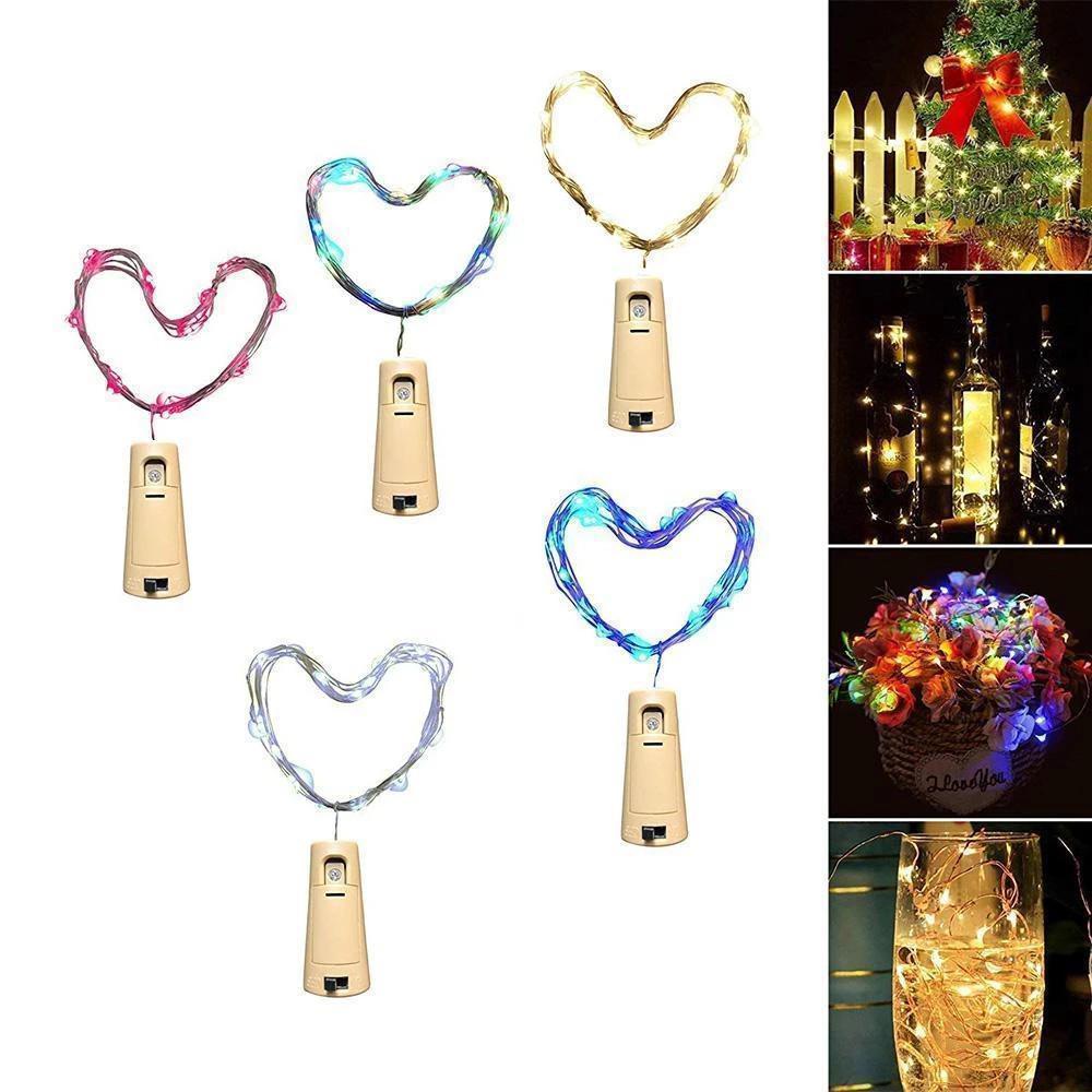 LED Wine Bottle Lights | Flexible Copper Wire Design with 20 Bright LEDs | Battery Operated for DIY Home Decor