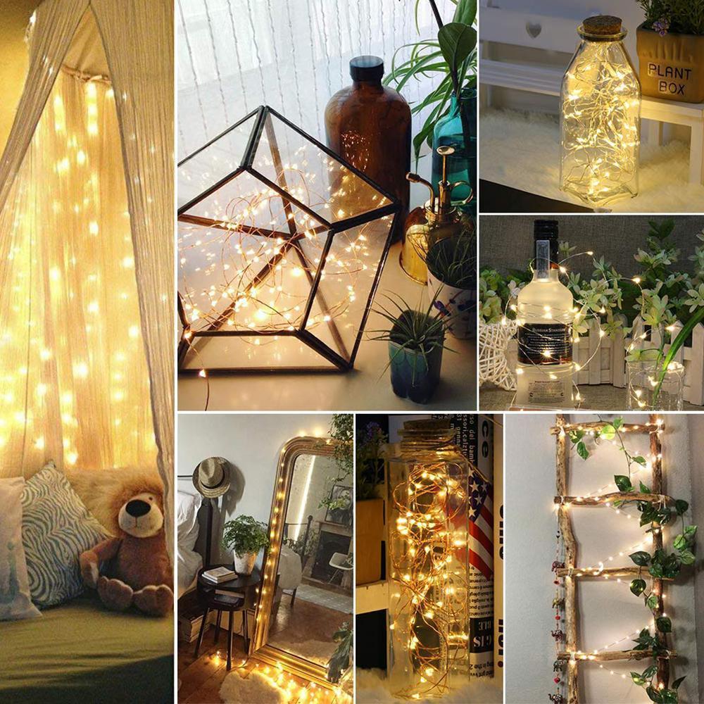 LED Wine Bottle Lights | Flexible Copper Wire Design with 20 Bright LEDs | Battery Operated for DIY Home Decor