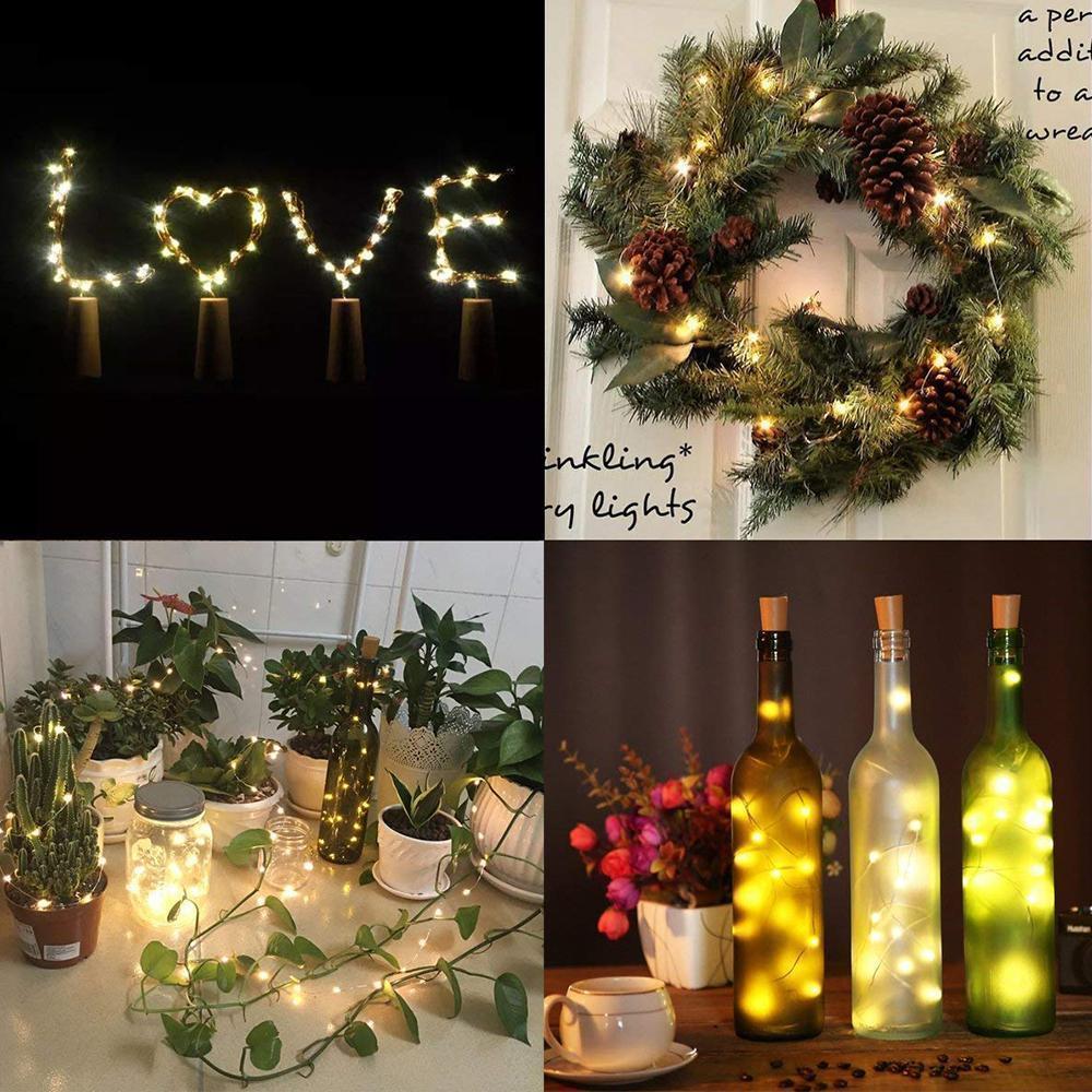 LED Wine Bottle Lights | Flexible Copper Wire Design with 20 Bright LEDs | Battery Operated for DIY Home Decor