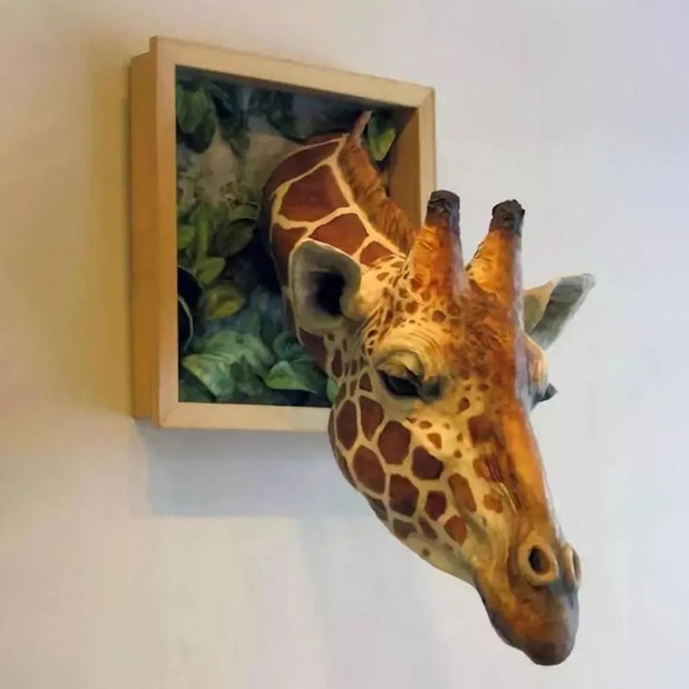 Lifelike 3D Giraffe Head Wall Art Sculpture | Unique Home Decor for Creative Spaces