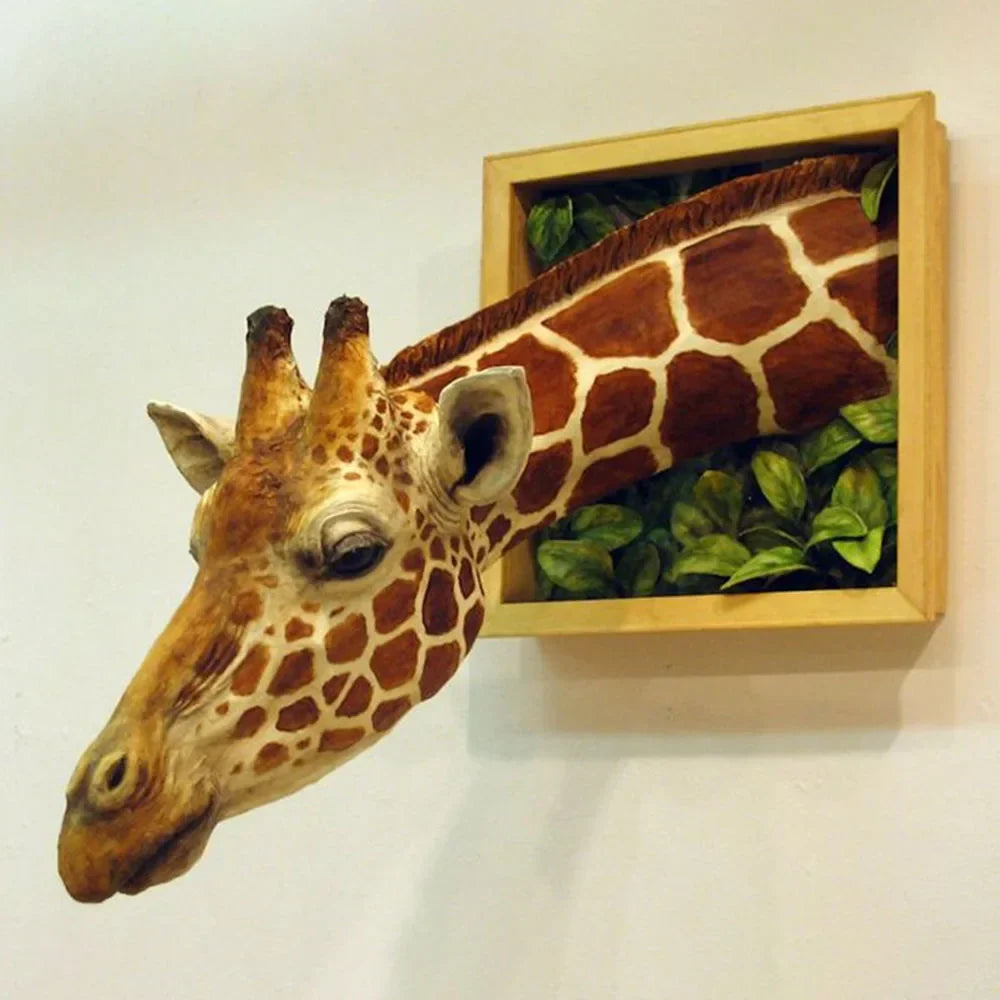 Lifelike 3D Giraffe Head Wall Art Sculpture | Unique Home Decor for Creative Spaces