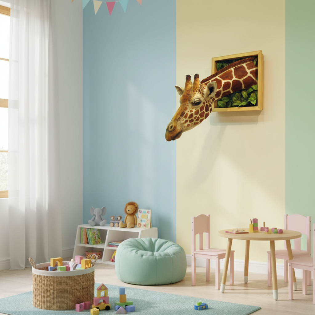 Lifelike 3D Giraffe Head Wall Art Sculpture | Unique Home Decor for Creative Spaces