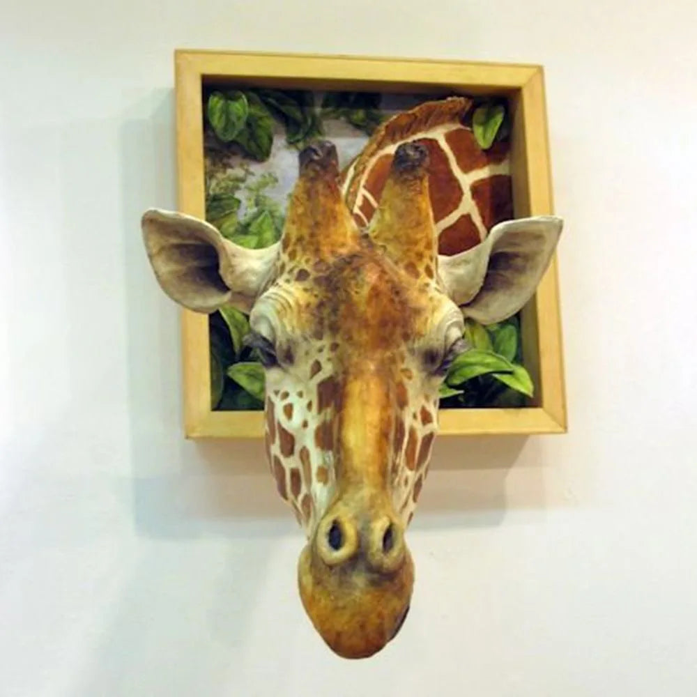 Lifelike 3D Giraffe Head Wall Art Sculpture | Unique Home Decor for Creative Spaces