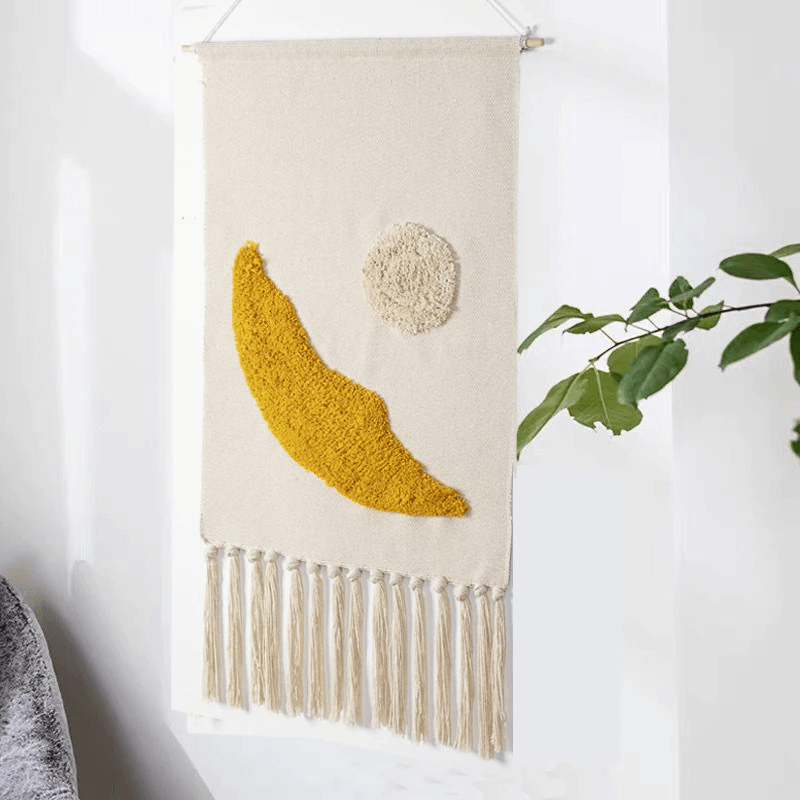 Macrame Tassel Wall Tapestry | Geometric Design with Durable Cotton Linen | Elegant Wall Art for Bohemian Home Décor
