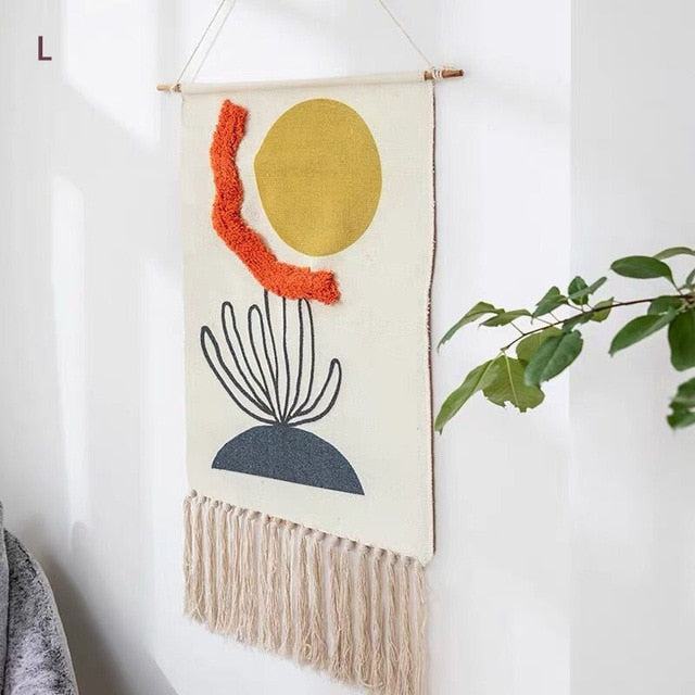 Macrame Tassel Wall Tapestry | Geometric Design with Durable Cotton Linen | Elegant Wall Art for Bohemian Home Décor