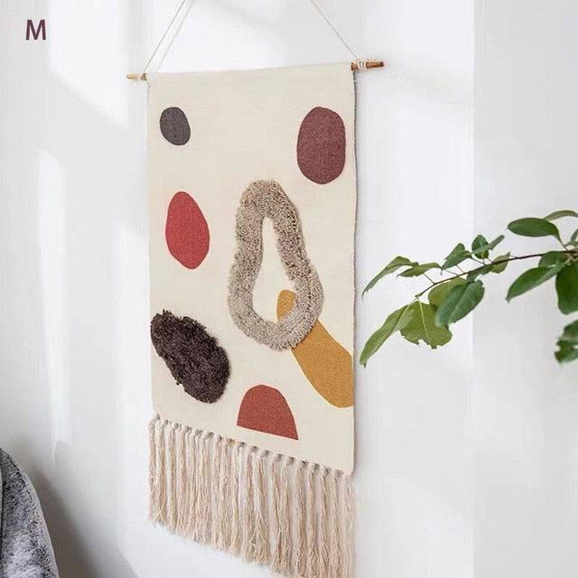 Macrame Tassel Wall Tapestry | Geometric Design with Durable Cotton Linen | Elegant Wall Art for Bohemian Home Décor