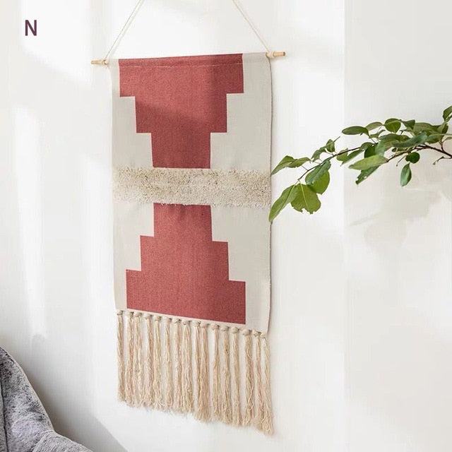 Macrame Tassel Wall Tapestry | Geometric Design with Durable Cotton Linen | Elegant Wall Art for Bohemian Home Décor