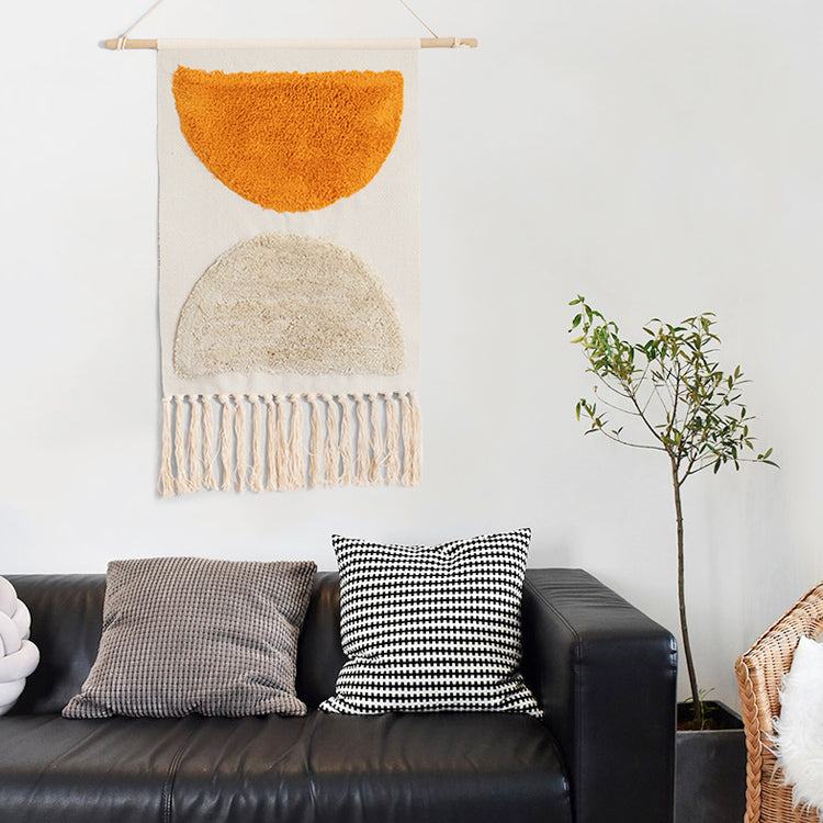 Macrame Tassel Wall Tapestry | Geometric Design with Durable Cotton Linen | Elegant Wall Art for Bohemian Home Décor