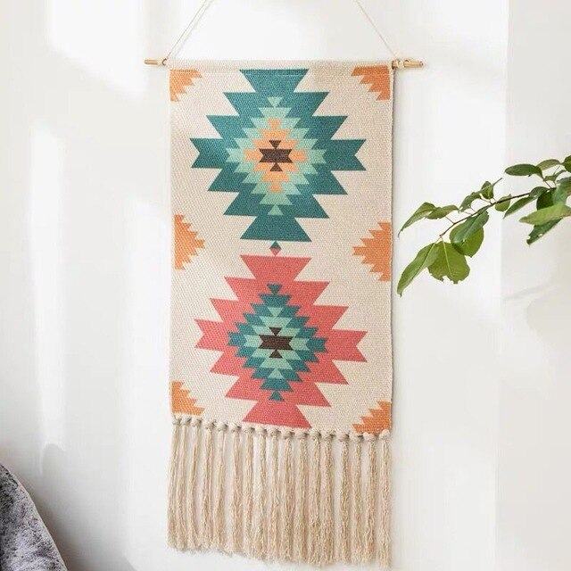 Macrame Tassel Wall Tapestry | Geometric Design with Durable Cotton Linen | Elegant Wall Art for Bohemian Home Décor