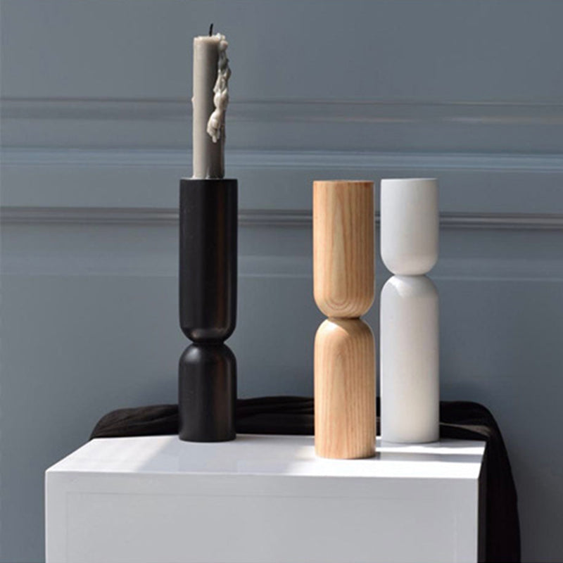Minimalist Candle Holder | Pine Wood Design with Abstract Silhouette | Elegant Decor for Any Space